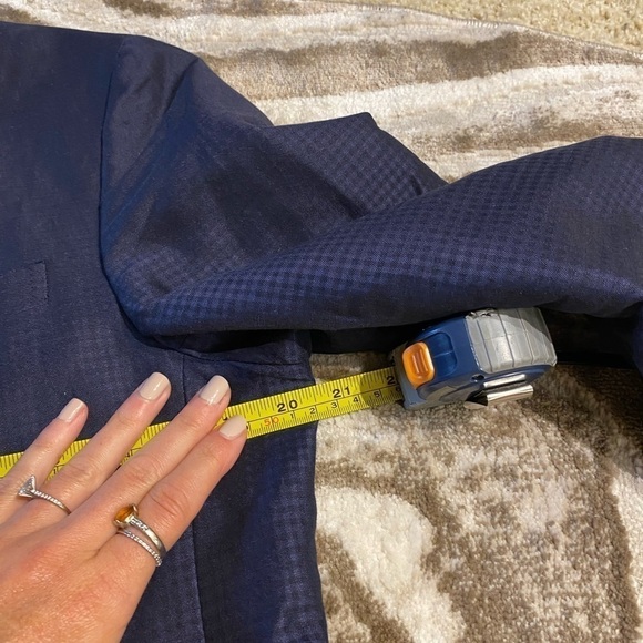 Z Zegna Men’s Blazer Sport Coat Blue Size 50R Degraded Check Linen Cotton - Picture 8 of 10